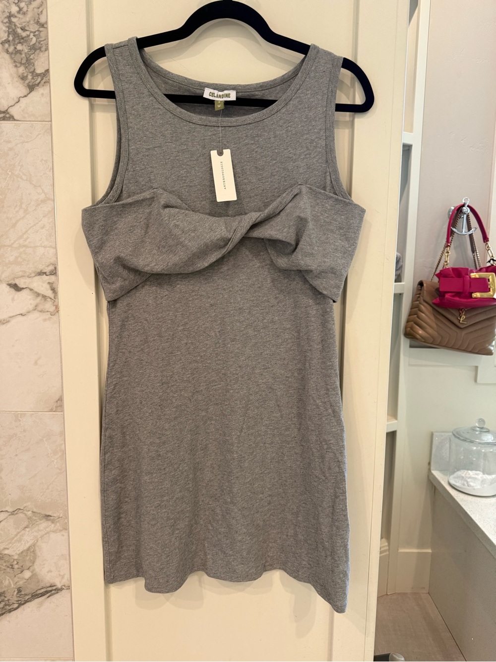 C/Meo Collective Grey Twist-Bust Mini Dress